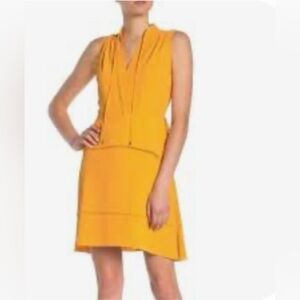 Derek Lam 10 Crosby sleeveless tiered dress in saffron yellow Silk Blend-Size 6